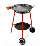Garcima Andreu 18" Paella Pan Set with Dual-Ring Gas Burner & Wheeled Mobile Stand | Authentic Made in Spain | Serves 12