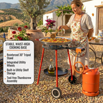Garcima Andreu 18" Paella Pan Set with Dual-Ring Gas Burner & Wheeled Mobile Stand | Authentic Made in Spain | Serves 12