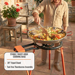 Garcima Mediterraneo 16" Paella Pan Set with 14" Dual-Ring Gas Burner & 30" Reinforced Stand | Authentic Made in Spain | Serves 10