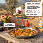 Garcima Andreu 18" Paella Pan Set with Dual-Ring Gas Burner & Wheeled Mobile Stand | Authentic Made in Spain | Serves 12