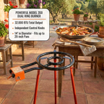 Garcima Mediterraneo 16" Paella Pan Set with 14" Dual-Ring Gas Burner & 30" Reinforced Stand | Authentic Made in Spain | Serves 10