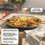 Garcima Tabarca 20" Paella Pan Set with 38,800 BTU Dual-Ring Burner & 30" Reinforced Tripod Stand | Authentic Made in Spain | Serves 14