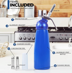 Impeccable Culinary Objects (ICO) Professional Aluminum Cream Whipper, Matte Blue, Matte Orange & Matte Black